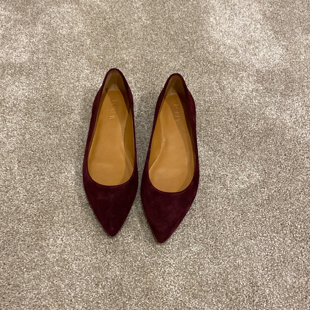 Jcrew maroon suede pointed toe flats